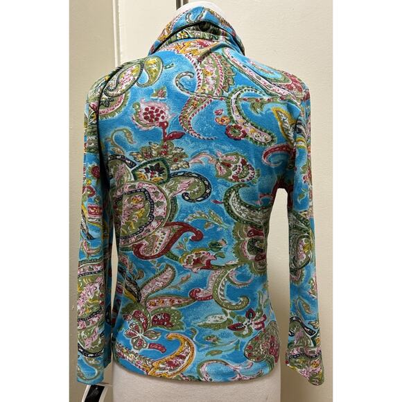 NWT Chaudry Sports Women's V-Neck Blue Sky Floral Top Beaded Boho Blouse-Size M - Picture 5 of 7